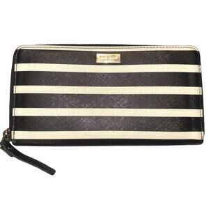 Kate Spade Black and White Stripe Zippy Wallet